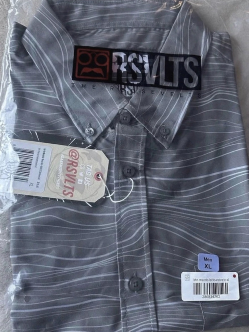 RSVLTS Men’s Gray Striped Button-Down Shirt